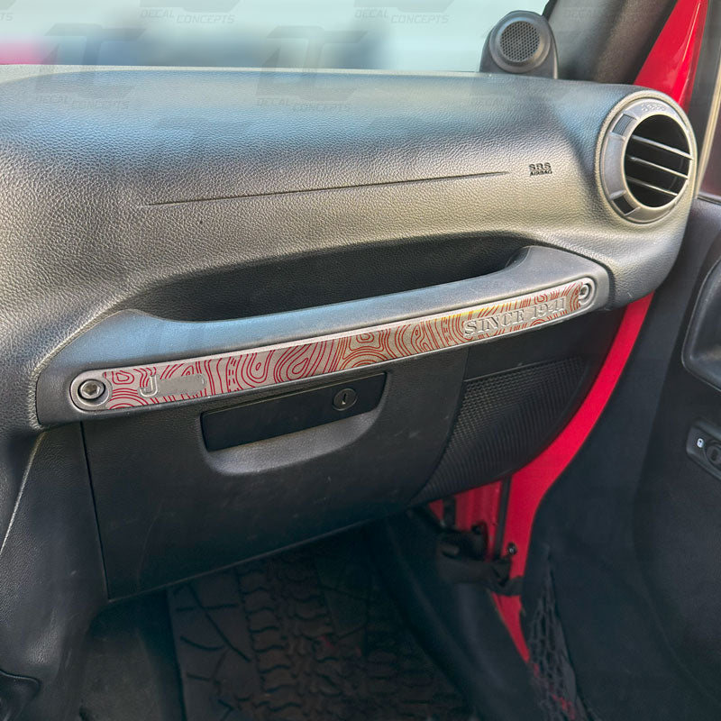 Topography Style Passenger Grab Bar Accent Decal Kit For Jeep Wrangler (2011-2017)