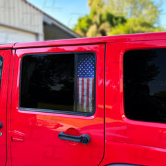 American Flag Perforated Rear Door Side Window Accent Decal Kit For Jeep Wrangler 4 door (2011-2017)