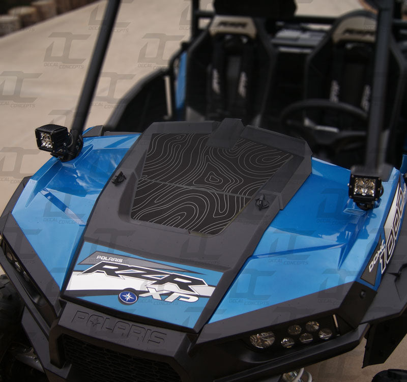 Topographic Pattern Hood Accent Decal Graphic Kit For Polaris RZR 1000
