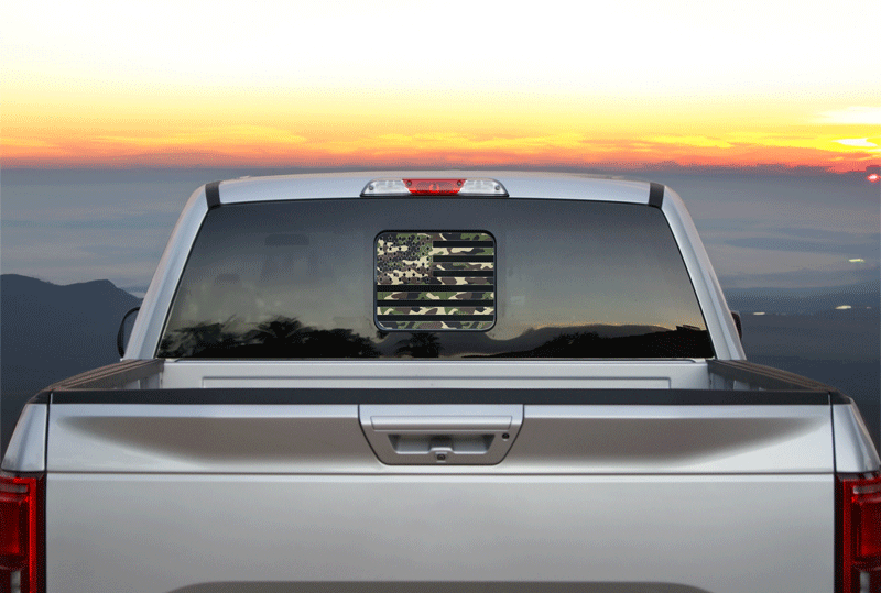 American Flag Camo Style Rear Window Printed Accent Decal For Ford F15 ...