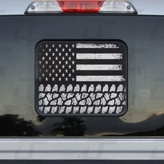 American Flag Tire Tread Rear Window Printed Accent Decal For Ford F150/F250 (2015-2025)