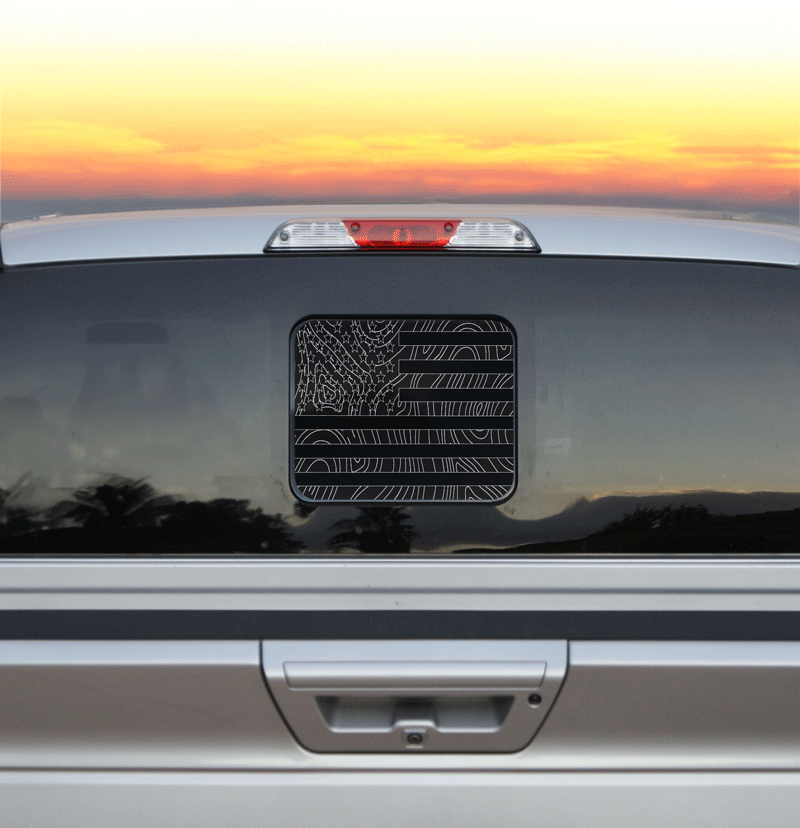 American Flag Topographic Style Rear Window Printed Accent Decal For Ford F150/F250 (2015-2023)