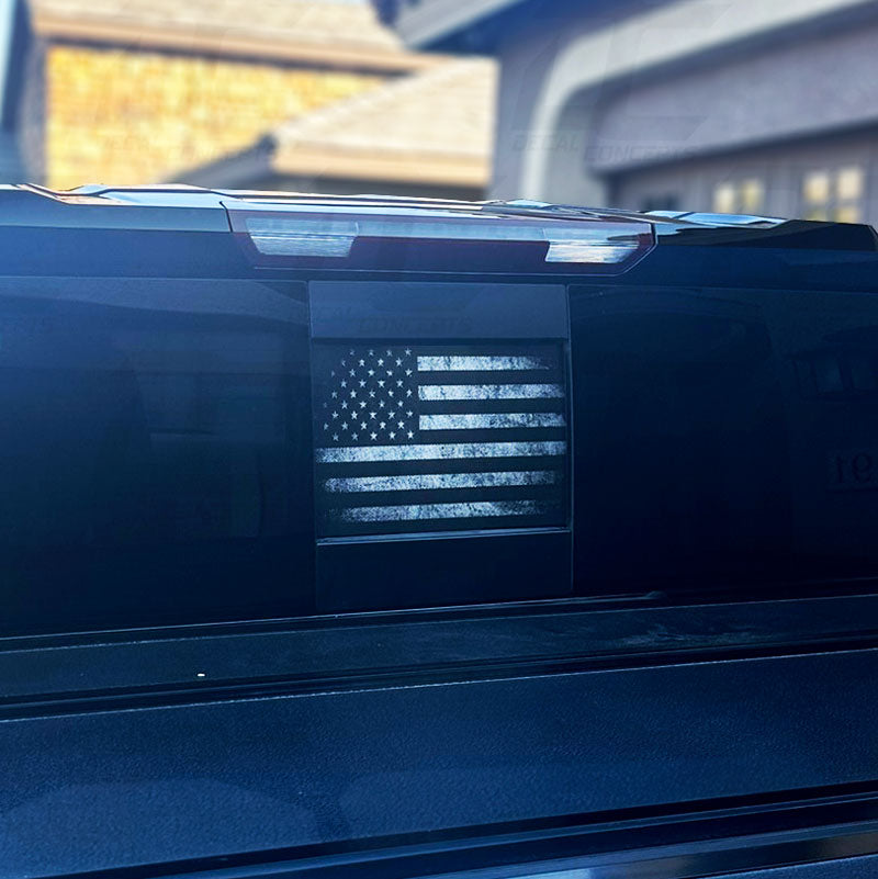 American Flag Distressed Rear Window Printed Accent Decal For Silverado/Sierra (2019-2024)