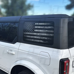 American Flag Rear Side Window Accent Decal Kit For Ford Bronco 4 door (2021+)