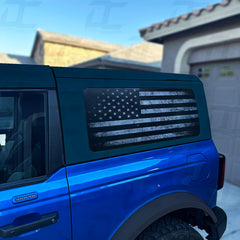 American Flag Distressed Rear Side Window Accent Decal Kit For Ford Bronco 2 door (2021+)