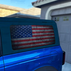 American Flag Distressed Rear Side Window Accent Decal Kit For Ford Bronco 2 door (2021+)