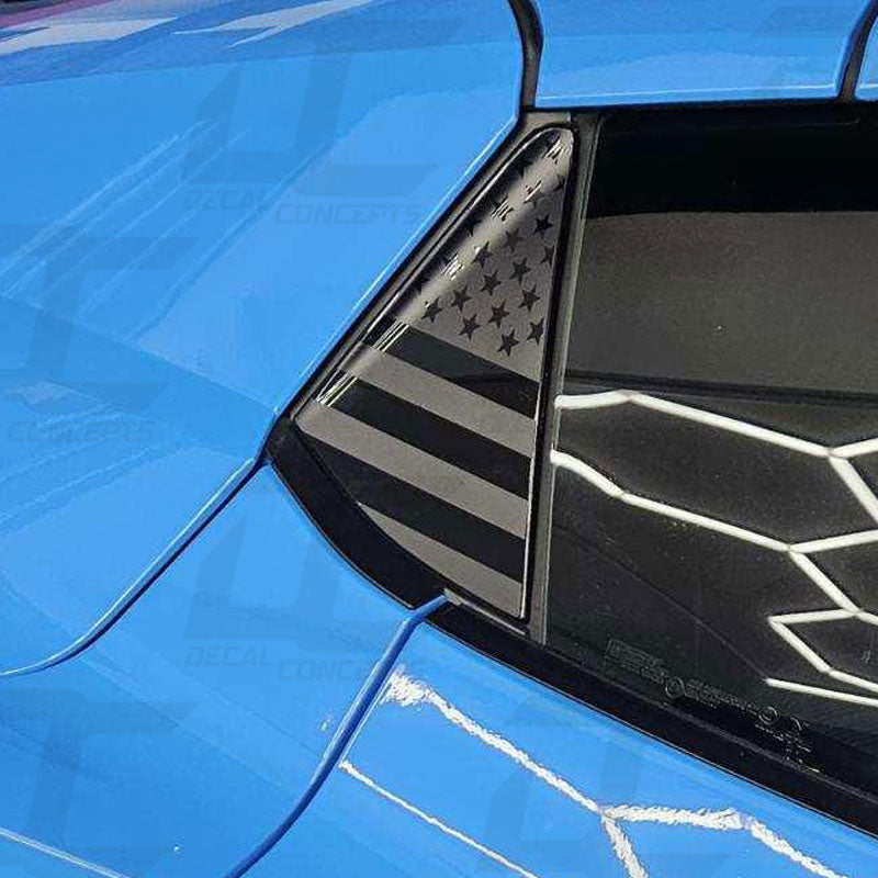 American Flag Rear Quarter Window Panel Accent Decal Kit For C8 Corvet ...