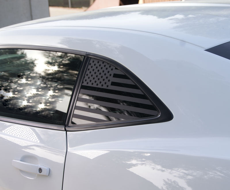 Rear Quarter Window Glass Sticker Trim For Chevy Camaro 2010-15 Black USA Flag Rear Quarter Window Glass Sticker Trim For Chevy Camaro 2010-15 Black USA Flag