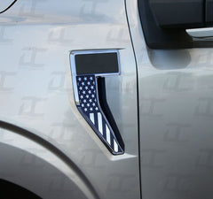 Flat Black American Flag Fender Badge Emblem Accent Decal Kit For Ford F150 (2021-2023)
