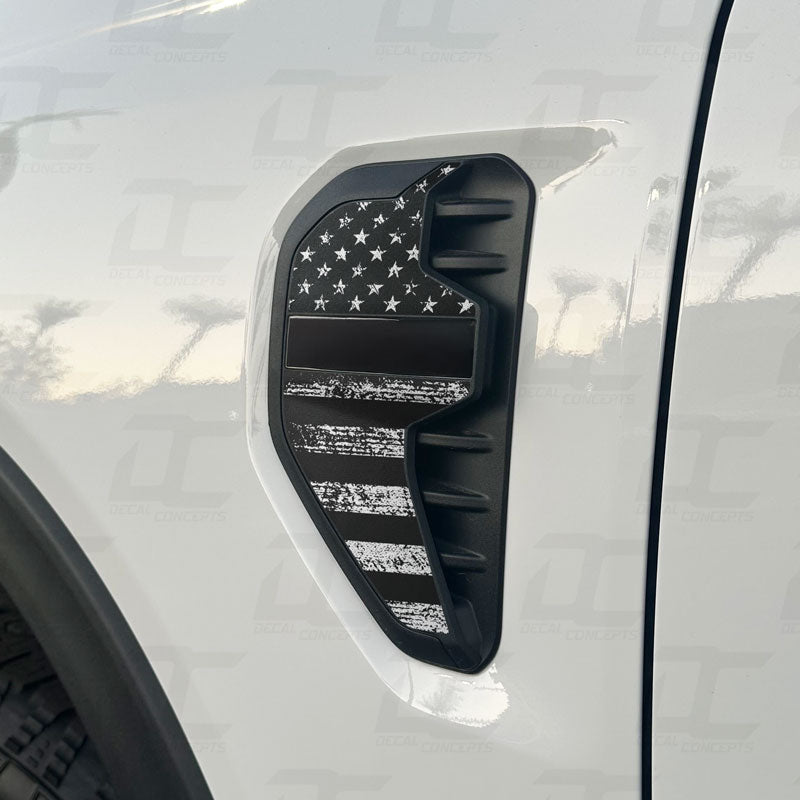 American Flag Fender Badge Emblem Accent Decal Kit For Ford Ranger (2024+)