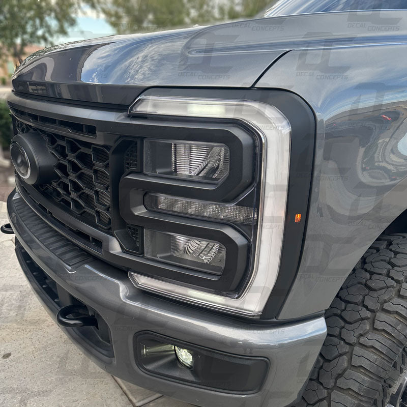 Headlight Chrome Delete Accent Decal Wrap Kit For Ford F250 / F350 (2023+)