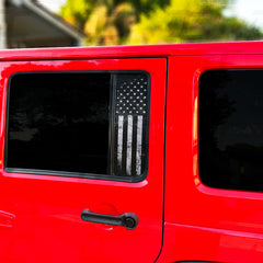 American Flag Perforated Rear Door Side Window Accent Decal Kit For Jeep Wrangler 4 door (2011-2017)