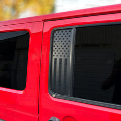 American Flag Flat Black Rear Door Side Window Accent Decal Kit For Jeep Wrangler 4 door (2011-2017)