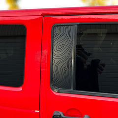 Flat Black Topography Rear Door Side Window Accent Decal Kit For Jeep Wrangler 4 door (2011-2017)
