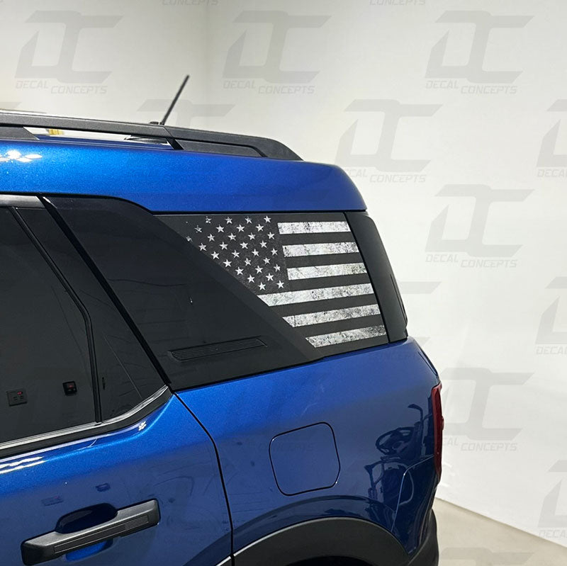 American Flag Distressed Rear Side Window Accent Decal Kit For Ford Bronco Sport (2021+)