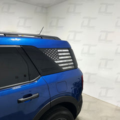 American Flag Distressed Rear Side Window Accent Decal Kit For Ford Bronco Sport (2021+)