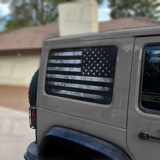 American Flag Rear Side Window Accent Decal Kit Jeep Wrangler 2011-2017 ...