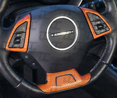 Carbon Fiber Full Steering Wheel Accent Decal For Chevy Camaro (2016-2024)