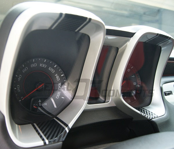 Carbon Fiber Gauge Bezel Racing Stripe Decal kit For Chevy Camaro (2010-2015)
