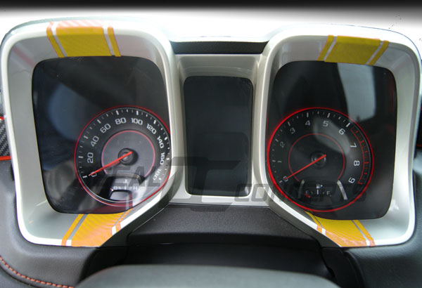 Carbon Fiber Gauge Bezel Racing Stripe Decal kit For Chevy Camaro (2010-2015)