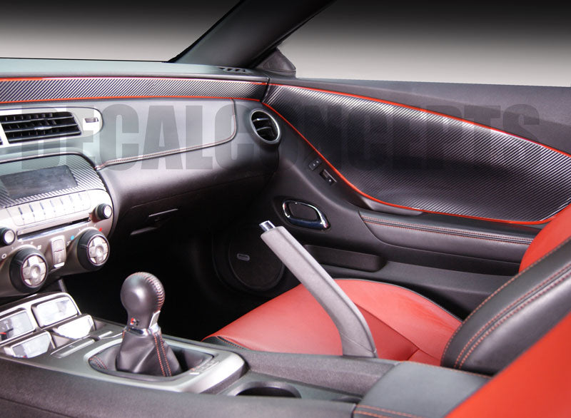 Carbon Fiber Door Panel and Dash Trim Decal Kit For Chevy Camaro (2010-2015)