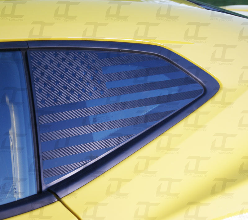 American Flag Rear Quarter Window Accent Decal For Chevy Camaro (2016-2023)