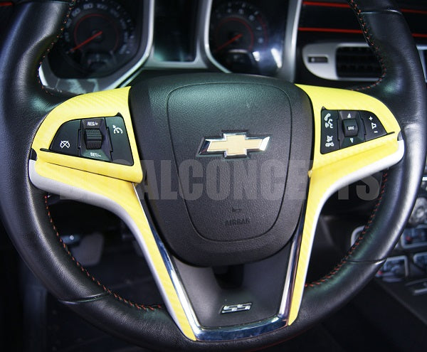Carbon Fiber Full Steering Wheel Accent Decal For Chevy Camaro (2012-2015)