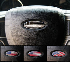 Steering Wheel Emblem Decal Overlay Pack - American Flag Style - For Ford Models