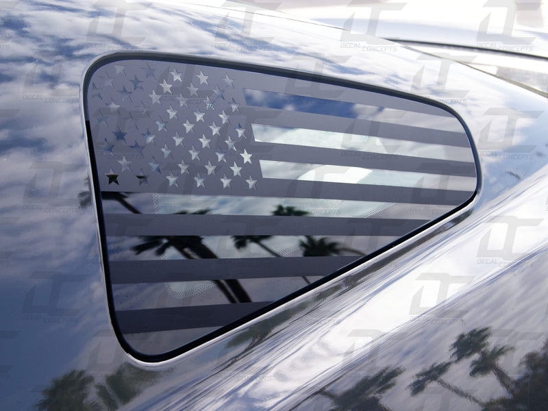 American Flag Rear Quarter Window Accent Decal For Ford Mustang (2010-2014)