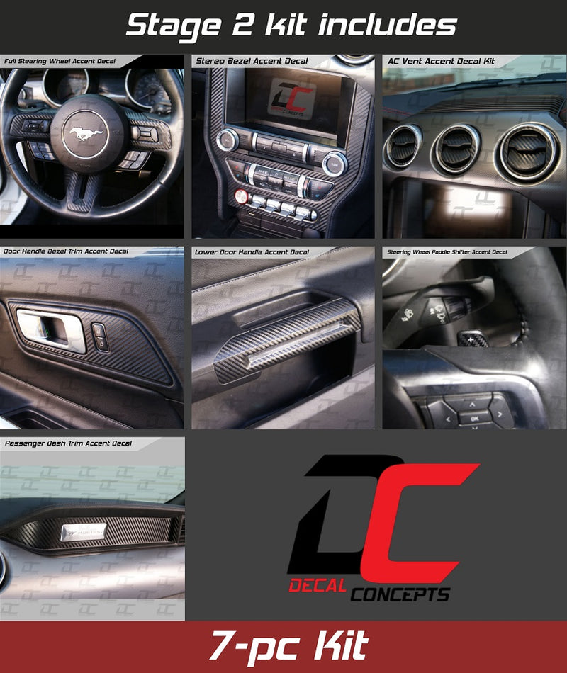 Stage 2 Interior Decal Dress Up Kit For Ford Mustang 2015 2023