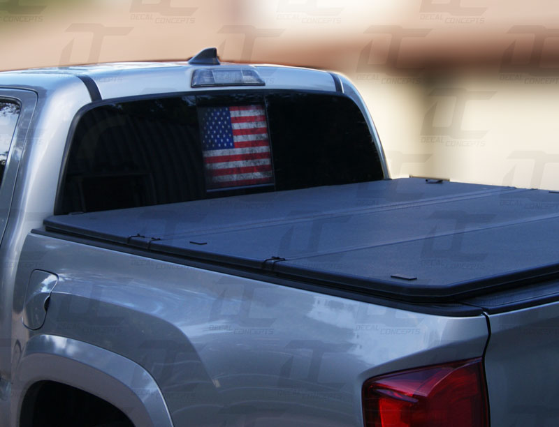American Flag Distressed Rear Window Printed Accent Decal For Tacoma (2016-2023)