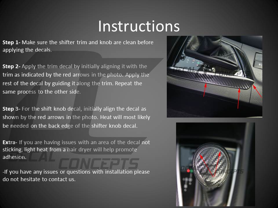 Red Carbon Fiber Vinyl Shift Knob Accent Decal Kit For 2014-2016 Toyota Corolla